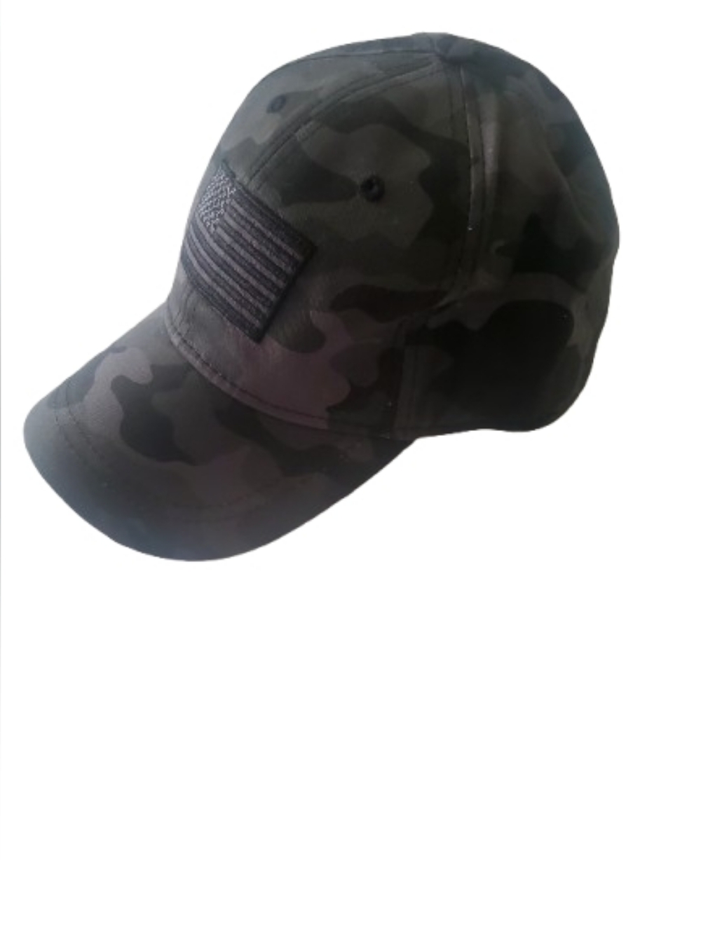 NWOT INFINITY Black Grey Camo Baseball Cap with American Flag Patch